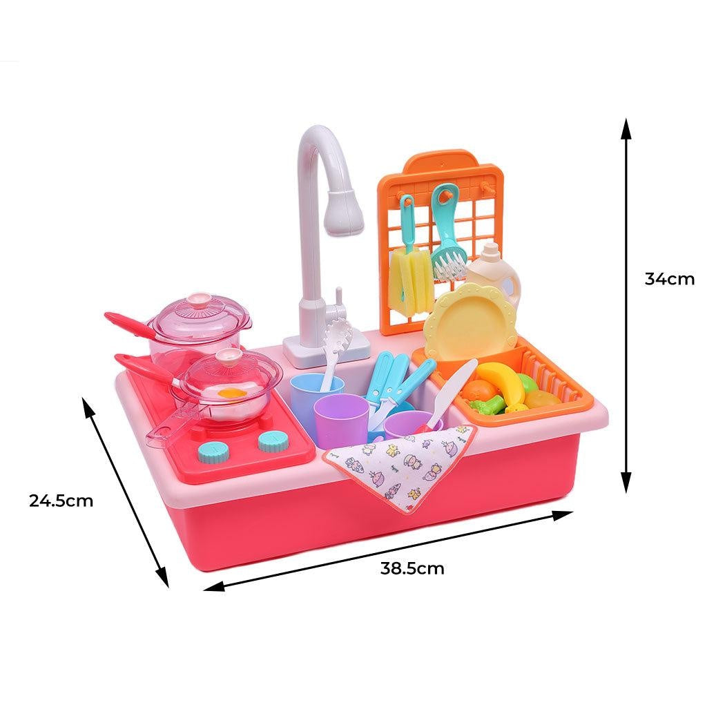 35x Kids Kitchen Play Set Dishwasher Sink Dishes Toys Cookware Pretend Play Pink Deals499