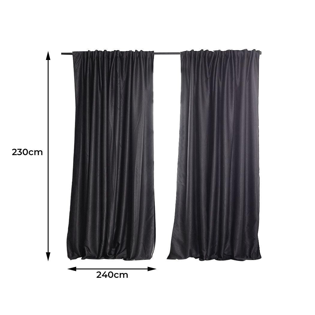 2X Blockout Curtains Curtain Blackout Bedroom 240cm x 230cm Dark Grey Deals499