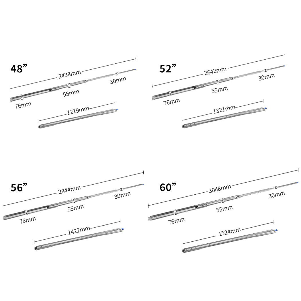 220kg Drawer Slides Locking 1422mm Heavy Duty Full Extension Ball Bearing Deals499