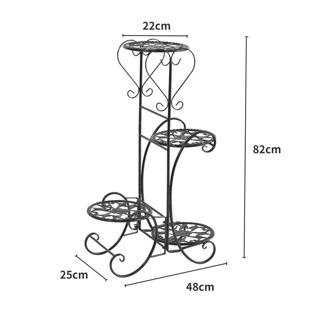 2x Levede Flower Shape Metal Plant Stand with 4 Plant Pot Space in Black Colour Deals499