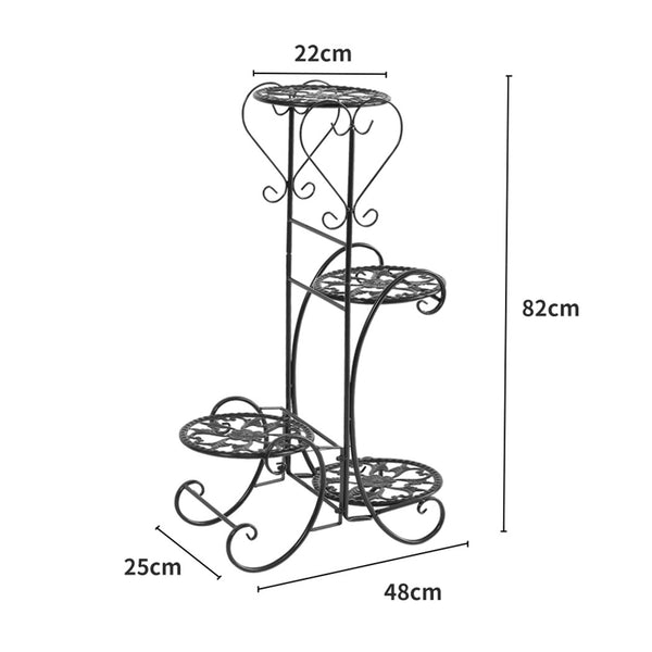 2x Levede Flower Shape Metal Plant Stand with 4 Plant Pot Space in Black Colour Deals499