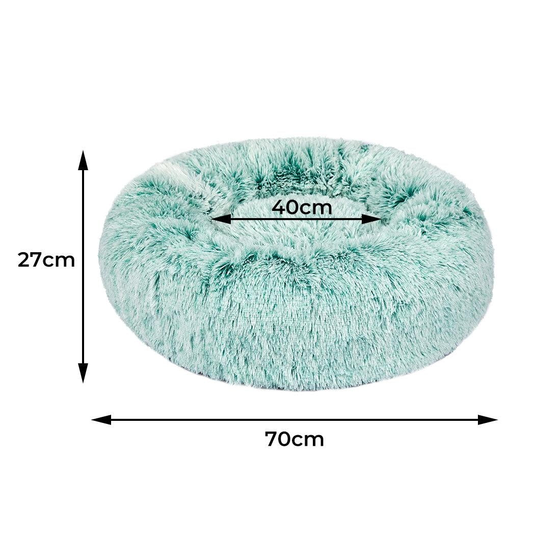 Pet Bed Cat Dog Donut Nest Calming Mat Soft Plush Kennel Teal M Deals499