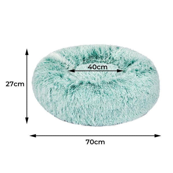 Pet Bed Cat Dog Donut Nest Calming Mat Soft Plush Kennel Teal M Deals499