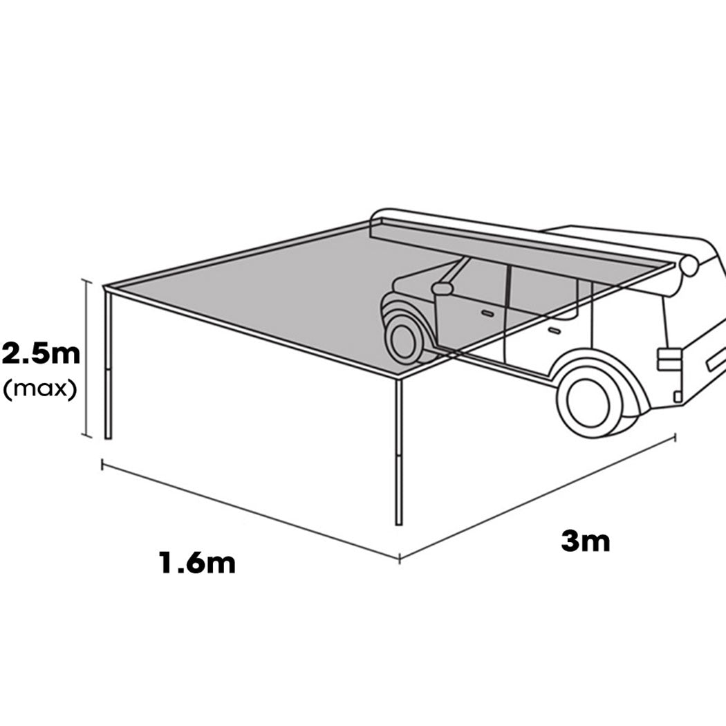 Mountview 2.5x3M Car Side Awning Extension Roof Rack Covers Tents Shades Camping Deals499