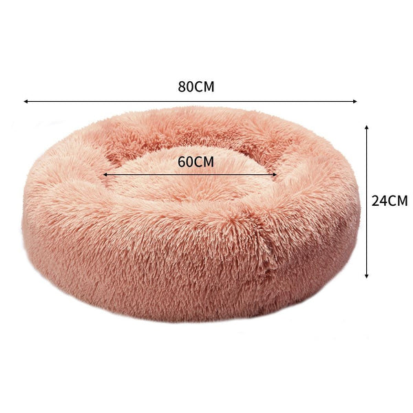 Pet Bed Cat Dog Donut Nest Calming Kennel Cave Deep Sleeping Pink XL Deals499