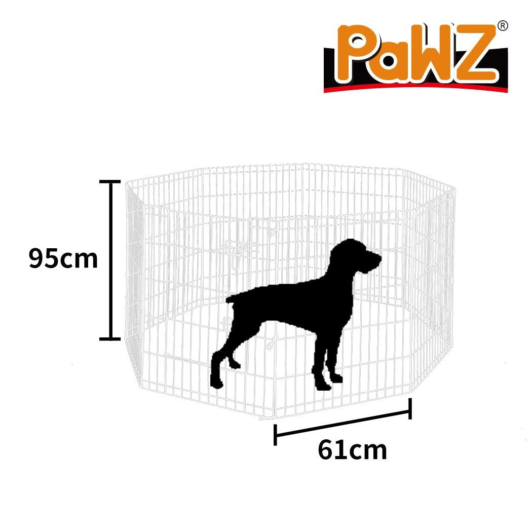 PaWz Pet Dog Playpen Puppy Exercise 8 Panel Enclosure Fence Silver With Door 36