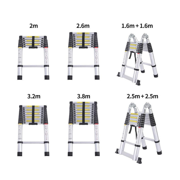 2.6M Telescopic Aluminium Multipurpose Ladder Extension Alloy Extendable Step Deals499