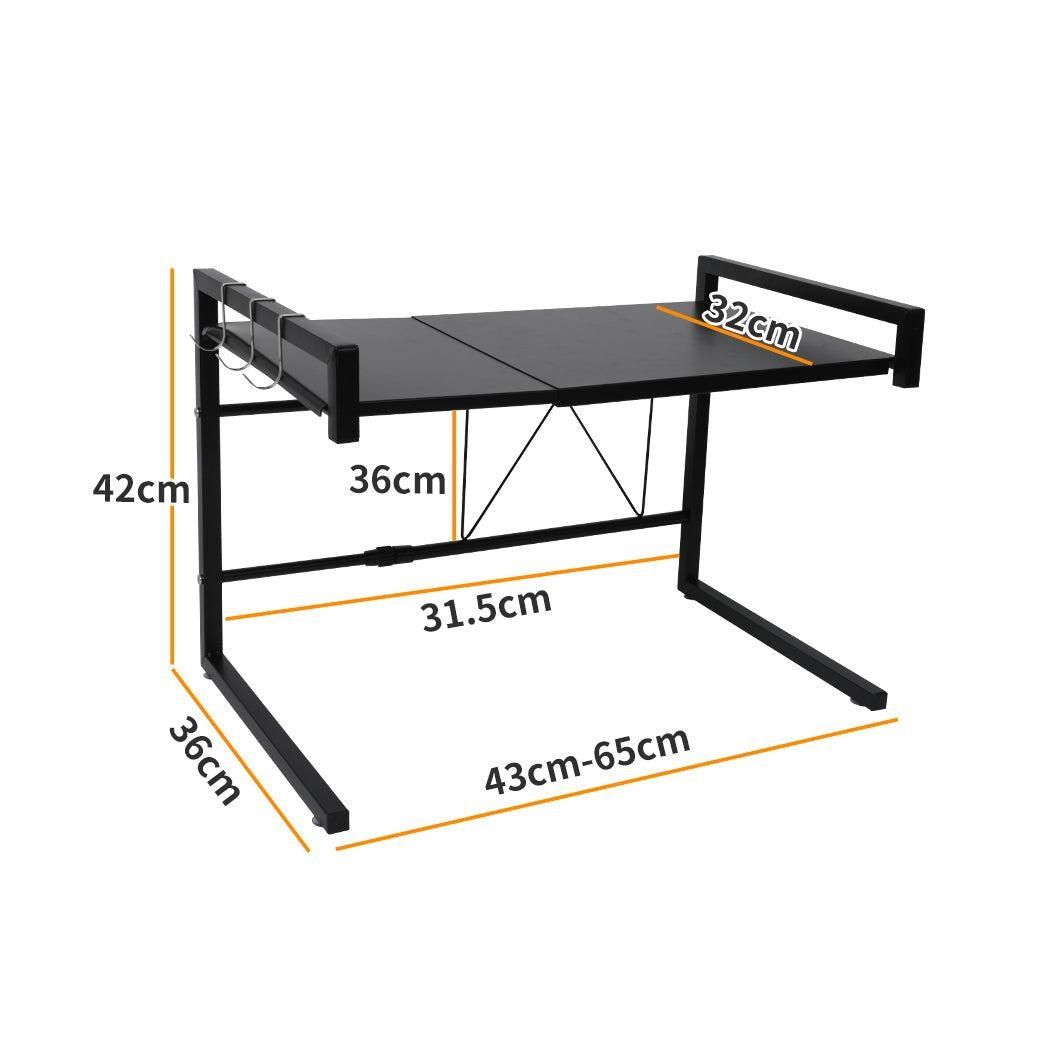 Microwave Oven Shelf Kitchen Organiser Storage Rack Holder Adjustable Black Deals499