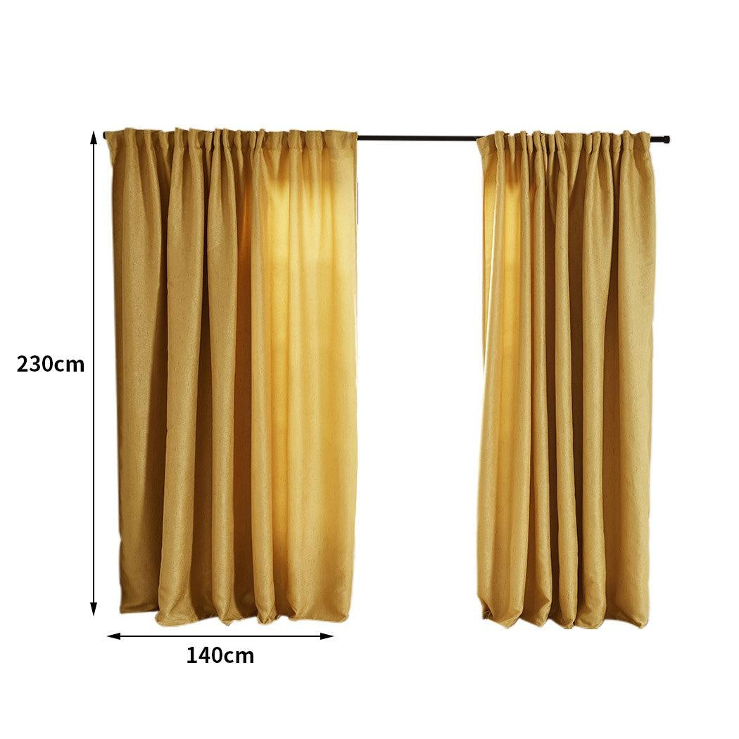 2X Blockout Curtains Curtain Living Room Window Mustard 140CM x 230CM Deals499