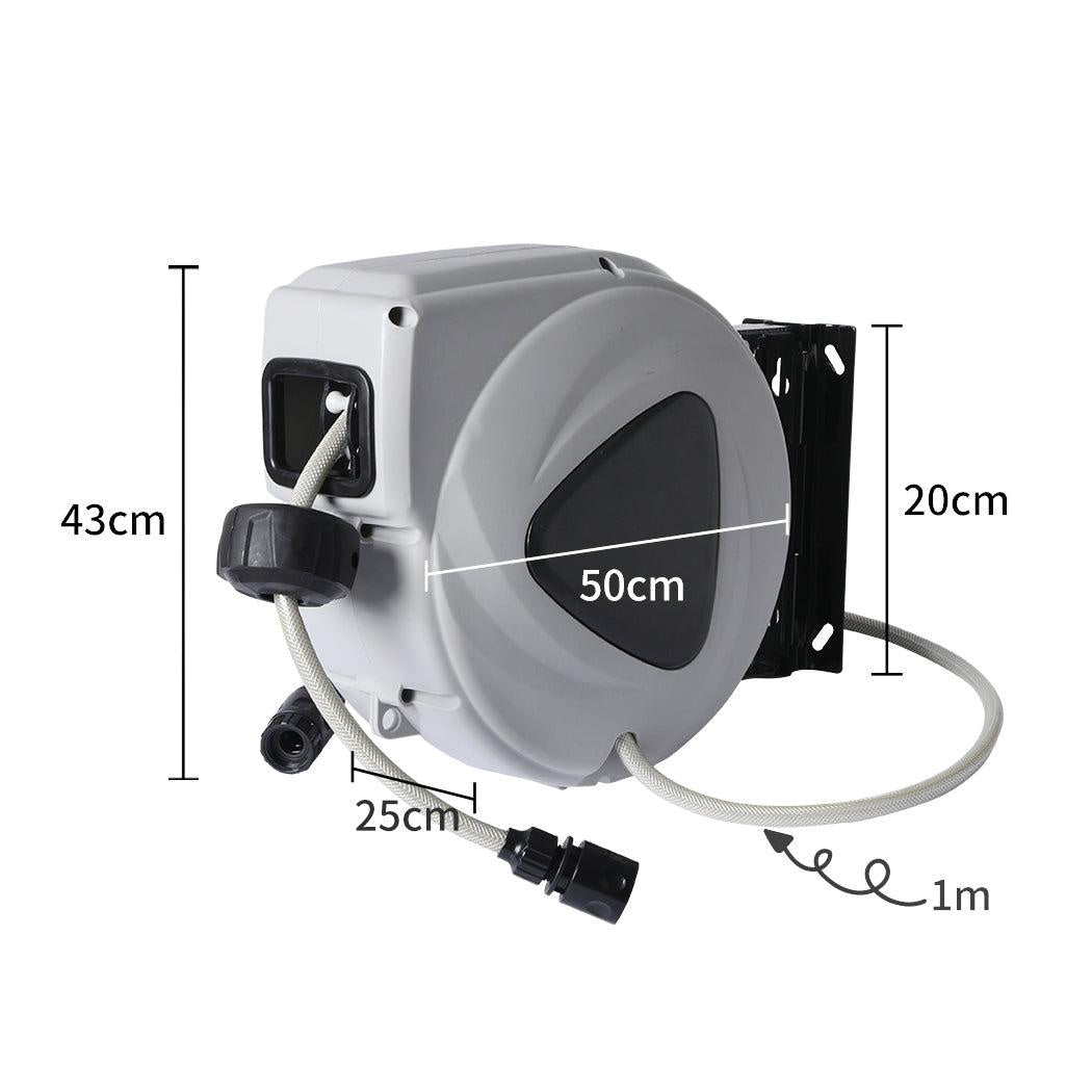 Garden Hose Reel Retractable Spray Gun Nozzle Water Wall Bracket Auto Rewind 10M Deals499