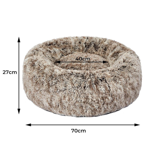 Pet Bed Cat Dog Donut Nest Calming Mat Soft Plush Kennel Coffee M Deals499