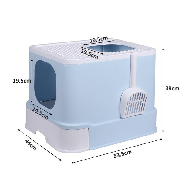 PaWz Cat Litter Box Fully Enclosed Kitty Toilet Trapping Odor Control Basin Blue Deals499