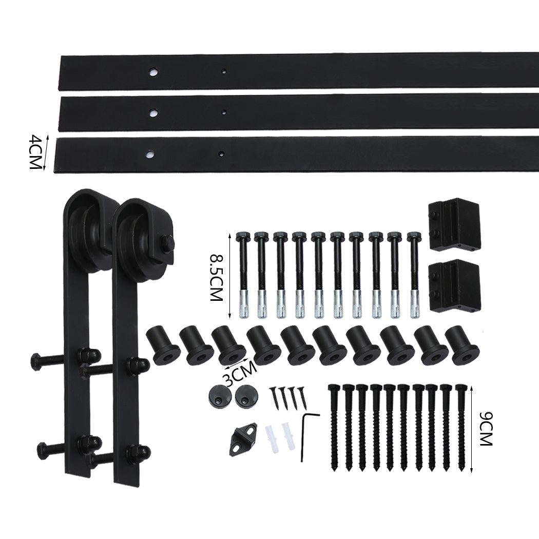 3.66M Antique Classic Style Double Sliding Barn Door Hardware Track Roller Kit Deals499