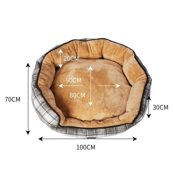 PaWz Pet Bed Set Dog Cat Quilted Blanket Squeaky Toy Calming Warm Soft Nest Checkered XL Deals499