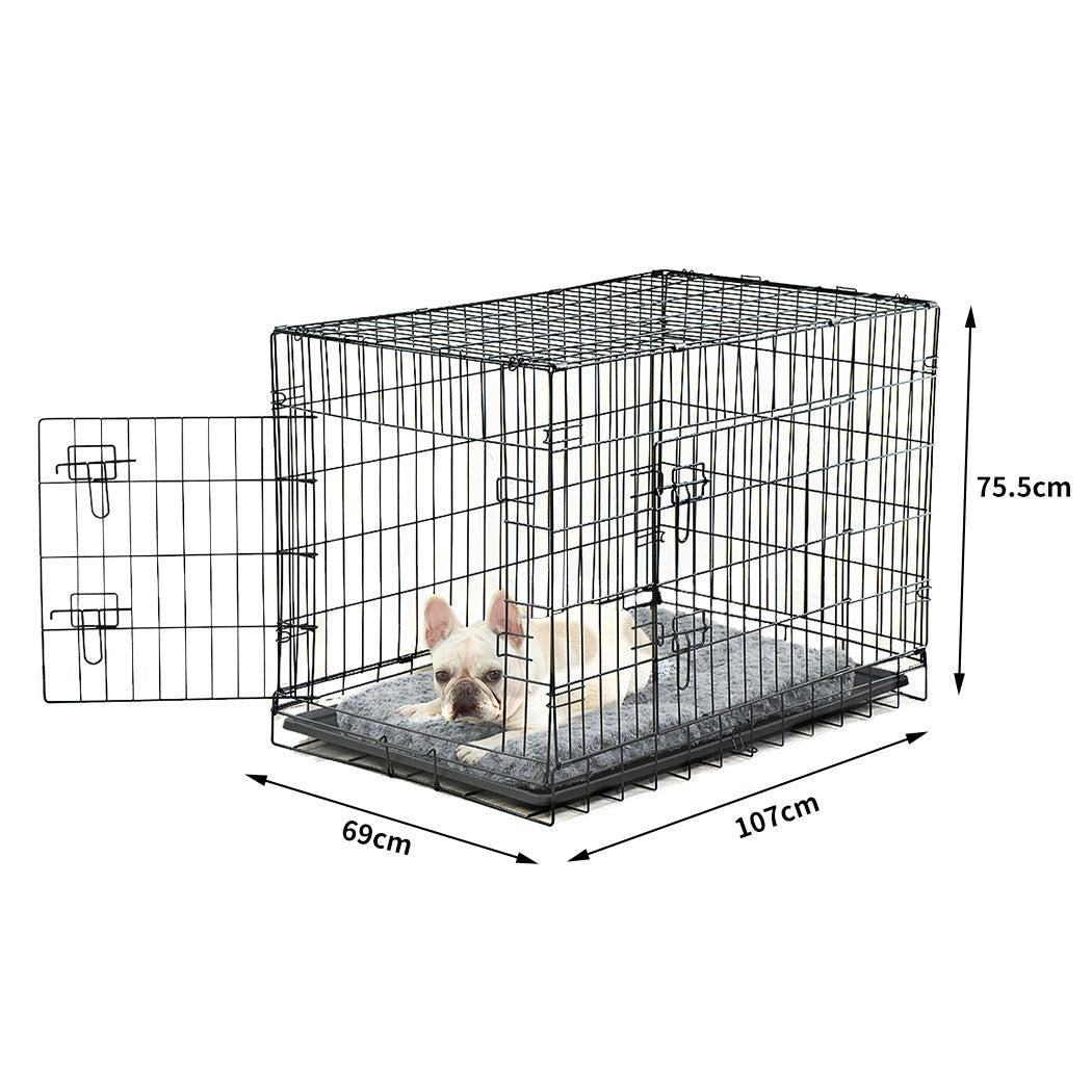 PaWz Pet Dog Cage Crate Metal Carrier Portable Kennel With Bed 42