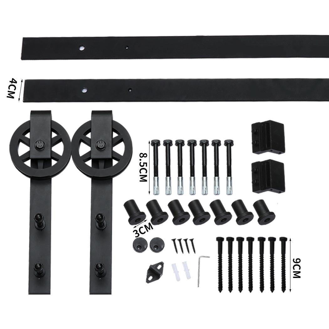 2.44M Antique Classic Style Single Sliding Barn Door Hardware Track Roller Kit Deals499