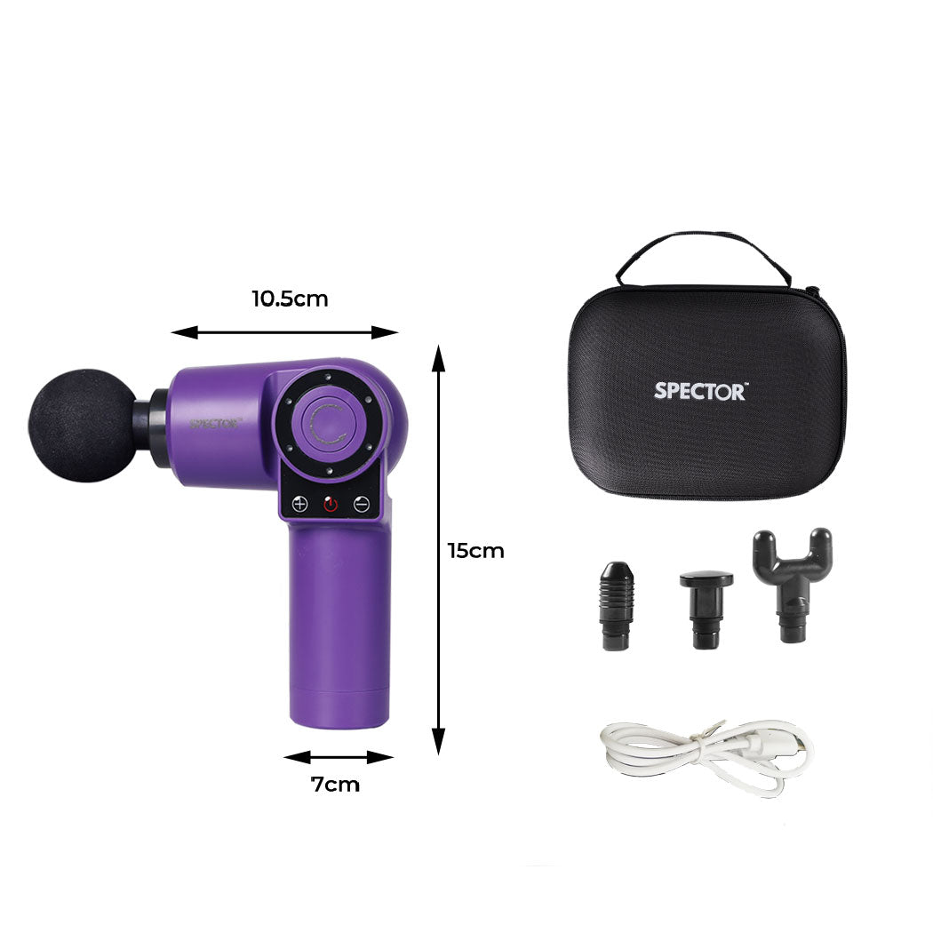 Spector Massage Gun 90°Rotatable Pocket Massager Tissue Muscle Percussion Purple Deals499