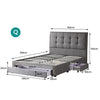 Levede Storage Bed Frame Queen Size Base with Three Drawers Linen Cotton Grey Deals499