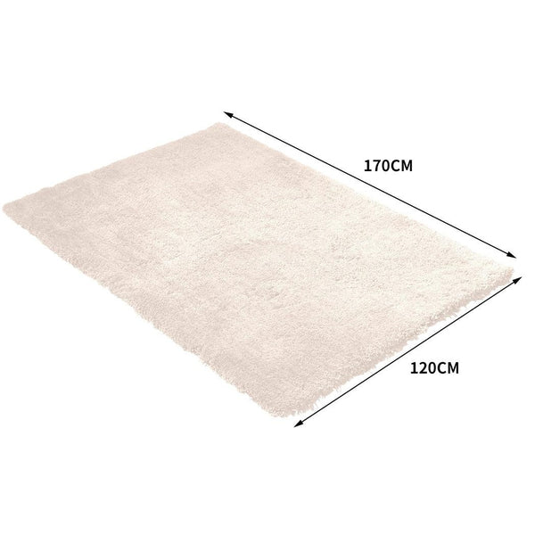 Ultra Soft Anti Slip Rectangle Plush Shaggy Floor Rug Carpet 120x170cm Beige Deals499