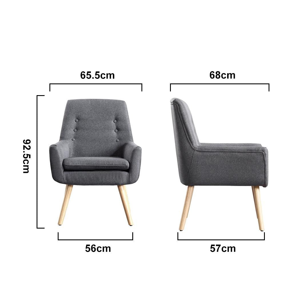 Levede Luxury Upholstered Armchair Dining Chair Single Accent Sofa Padded Fabric Deals499