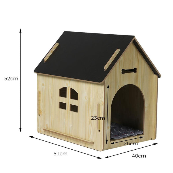 Wooden Dog House Pet Kennel Timber Indoor Cabin Medium Oak M Deals499