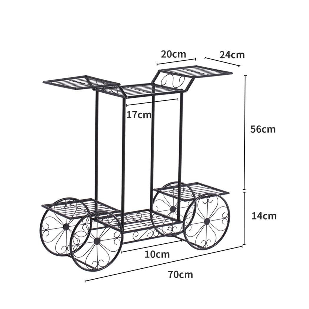 2x Plant Stand Outdoor Indoor Pot Garden Decor Flower Rack Wrought Iron 4Wheeler Deals499