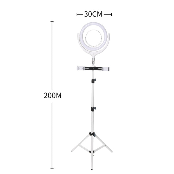 LED Ring Light with Tripod Stand Phone Holder Dimmable Studio Lamp Makeup Mirror White Deals499