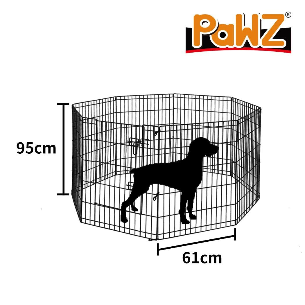 PaWz Pet Dog Playpen Puppy Exercise 8 Panel Enclosure Fence Black With Door 36