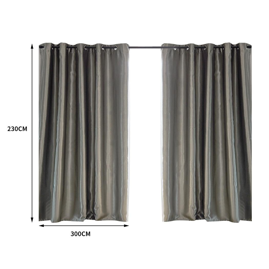 2X Blockout Curtains Blackout Curtain Bedroom Window Eyelet Grey 300CM x 230CM Deals499