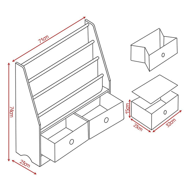 Levede Wooden Kids Children Bookcase Bookshelf Toy Organiser Storage Bin Rack Deals499