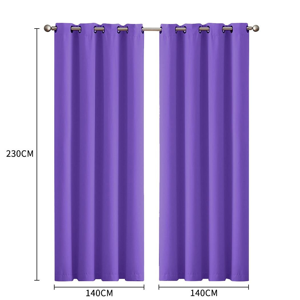 2x Blockout Curtains Panels 3 Layers Eyelet Room Darkening 140x230cm Purple Deals499