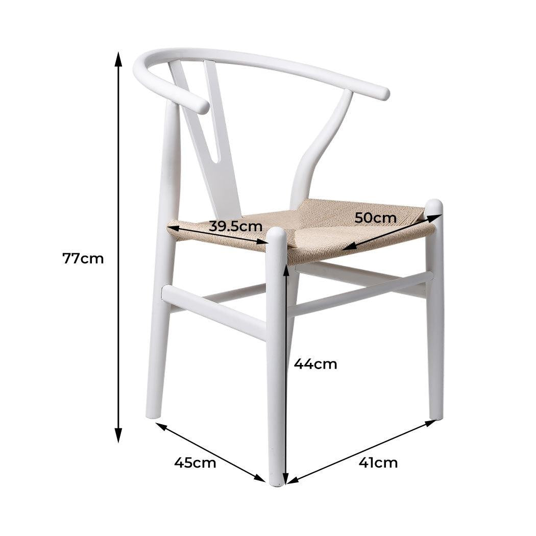 Set of 2 Dining Chairs Rattan Seat Side Chair Kitchen Wood Furniture White Deals499