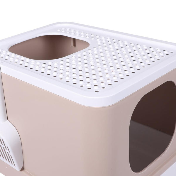 PaWz Cat Litter Box Fully Enclosed Kitty Toilet Trapping Odor Control Basin Coffee Deals499