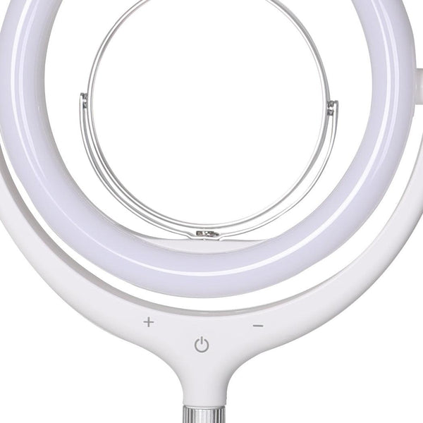 LED Ring Light with Tripod Stand Phone Holder Dimmable Studio Lamp Makeup Mirror White Deals499