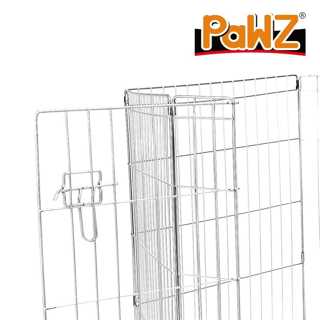 PaWz Pet Dog Playpen Puppy Exercise 8 Panel Enclosure Fence Silver With Door 36