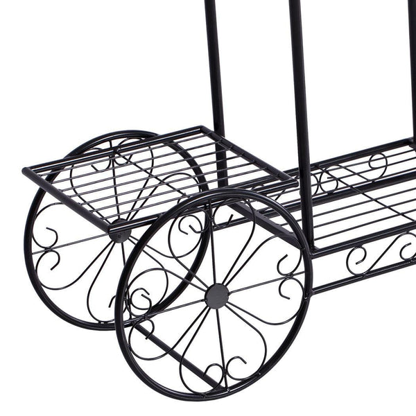 2x Plant Stand Outdoor Indoor Pot Garden Decor Flower Rack Wrought Iron 4Wheeler Deals499