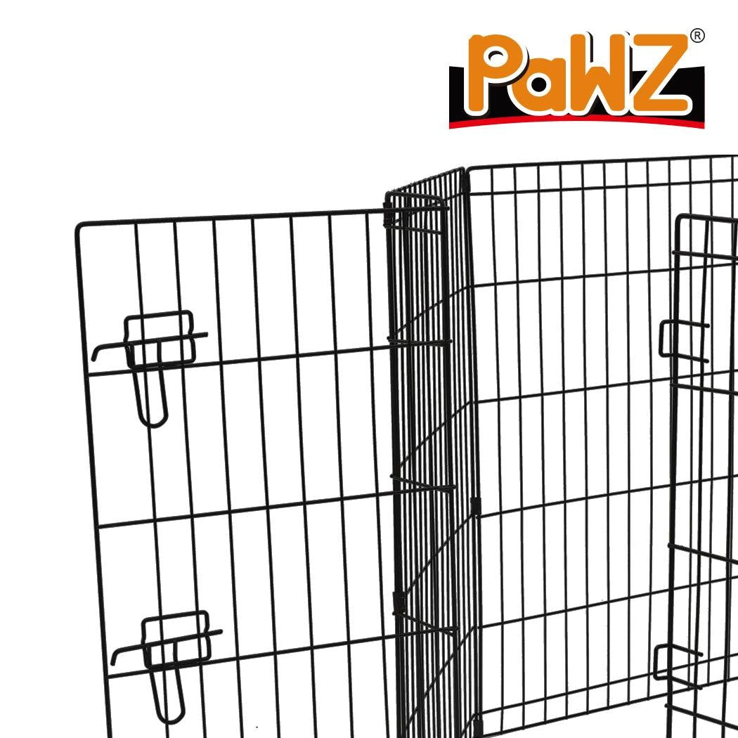 PaWz Pet Dog Playpen Puppy Exercise 8 Panel Enclosure Fence Black With Door 36