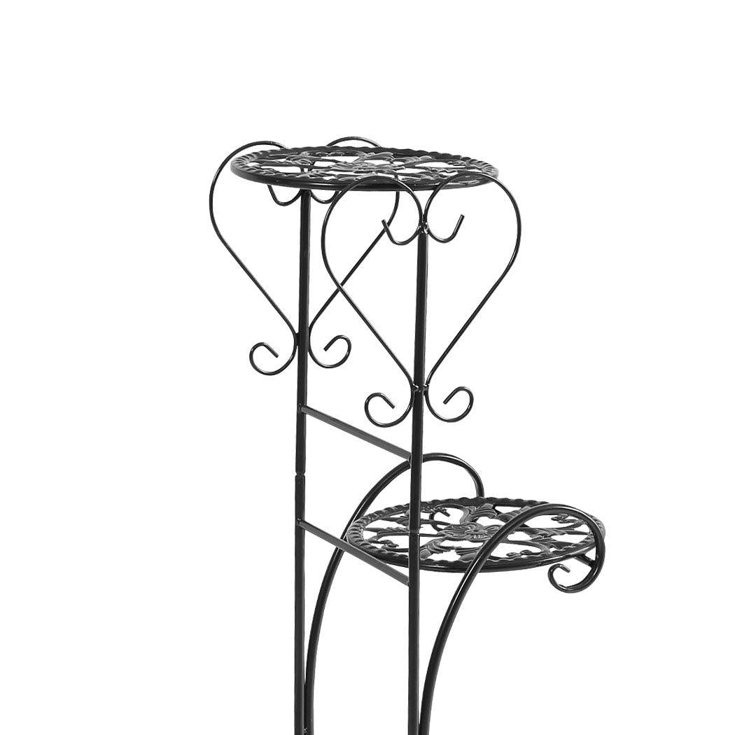 2x Levede Flower Shape Metal Plant Stand with 4 Plant Pot Space in Black Colour Deals499