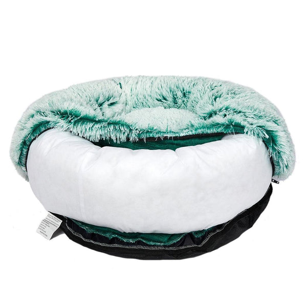 Pet Bed Cat Dog Donut Nest Calming Mat Soft Plush Kennel Teal L Deals499