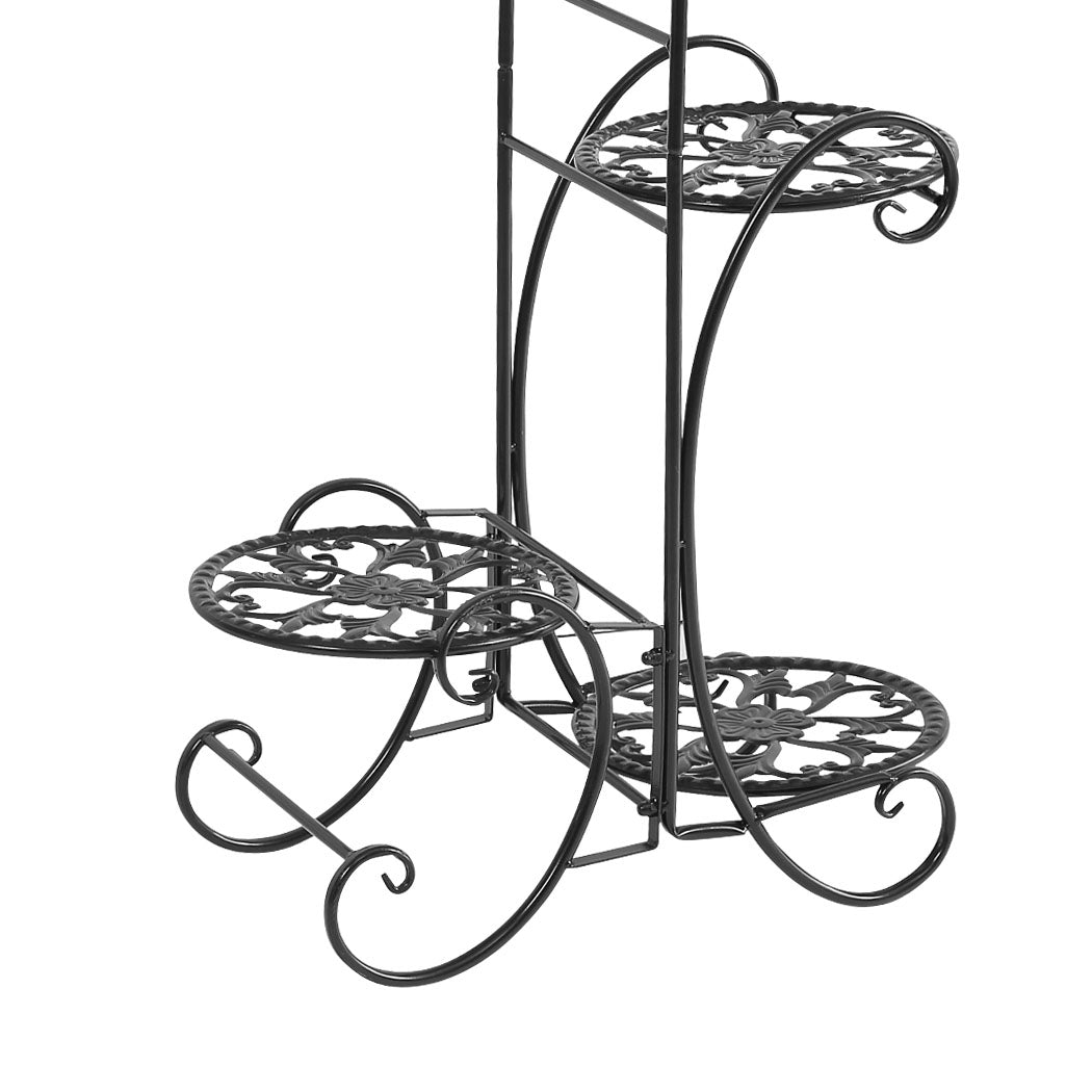 2x Levede Flower Shape Metal Plant Stand with 4 Plant Pot Space in Black Colour Deals499