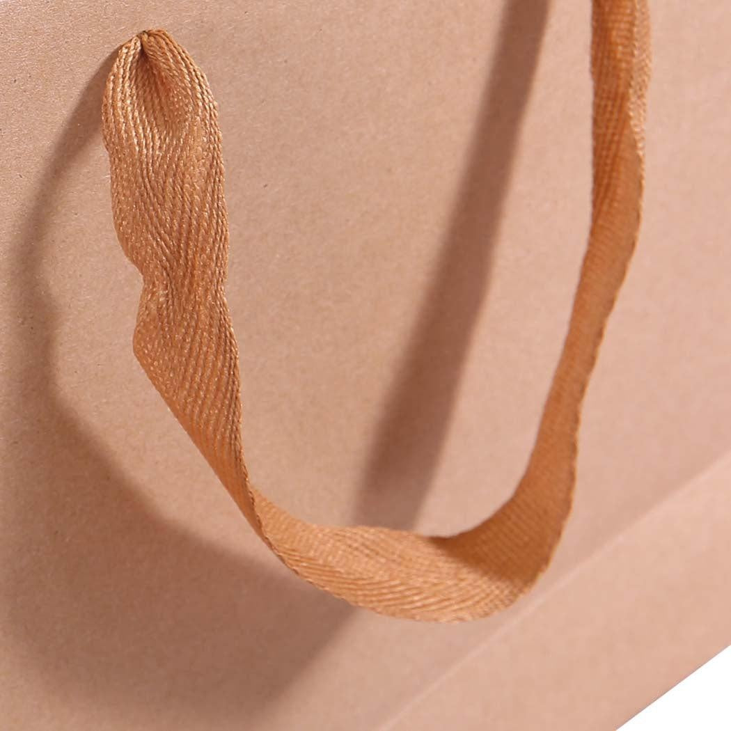 50x Brown Paper Bag Kraft Eco Recyclable Gift Carry Shopping Retail Bags Handles Deals499