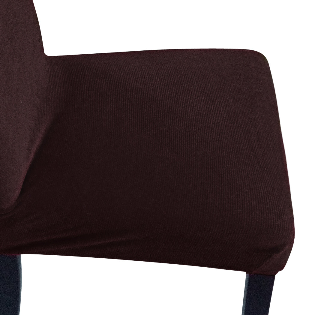 8x Stretch Corduroy Dining Chair Cover Seat Cover Protector Slipcovers Chocolate Deals499