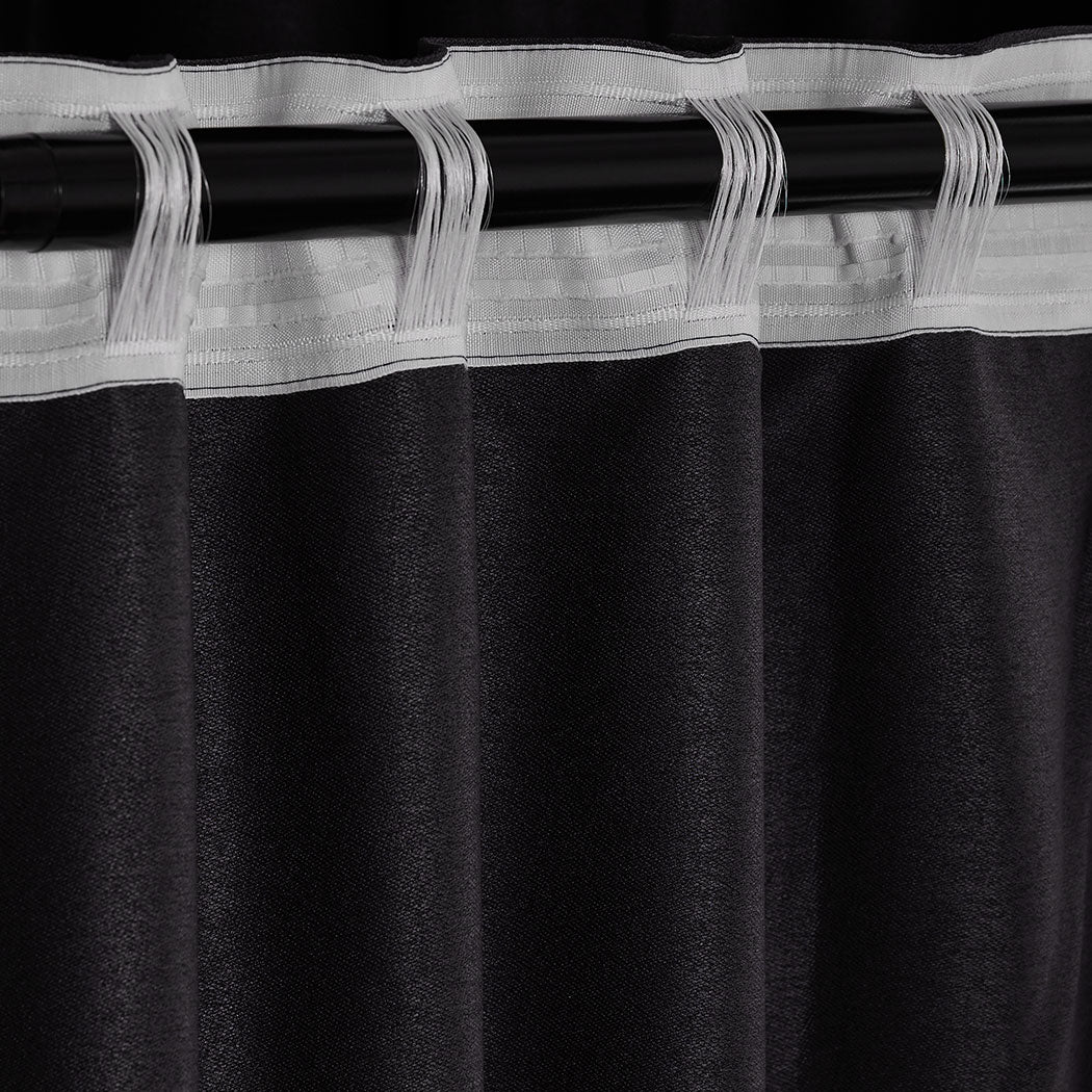 2X Blockout Curtains Curtain Blackout Bedroom 180cm x 230cm Black Deals499