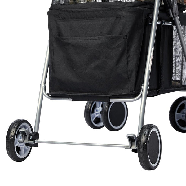 Pet Stroller Dog Cat Pram Foldable Carrier Large Travel 4 Wheels Pushchair Black Deals499