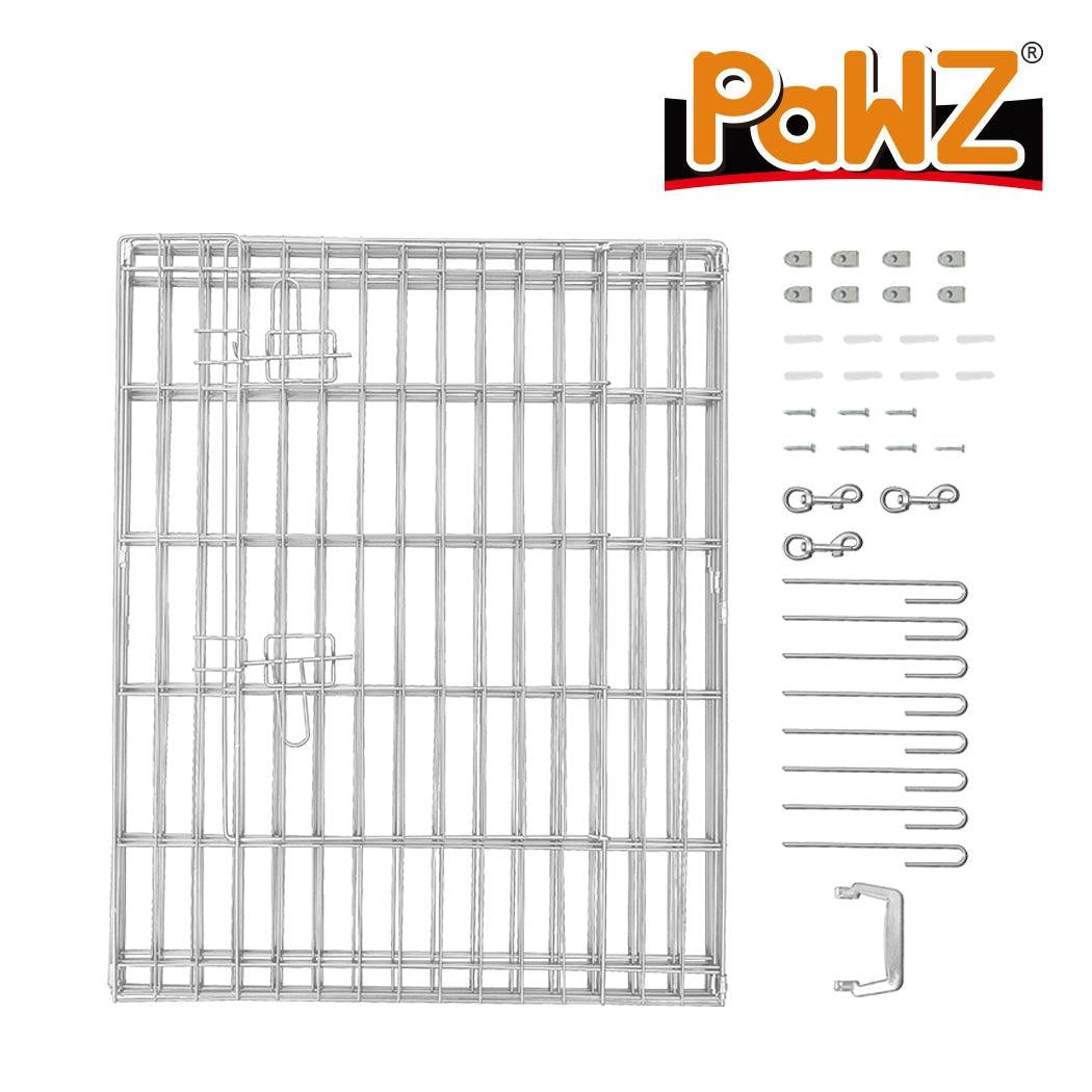 PaWz Pet Dog Playpen Puppy Exercise 8 Panel Enclosure Fence Silver With Door 30