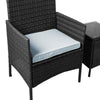 Outdoor Furniture Set Patio Garden 3 Pcs Chair Table Rattan Wicker Cushion Seat Black Deals499