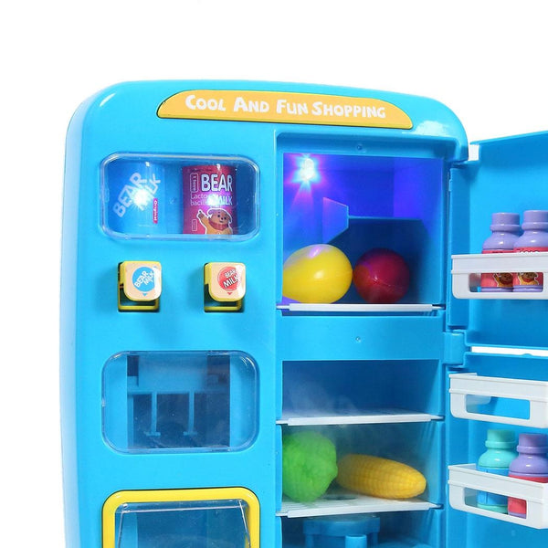 Kids Play Set 2 IN 1 Refrigerator Vending Machine Kitchen Pretend Play Toys Blue Deals499