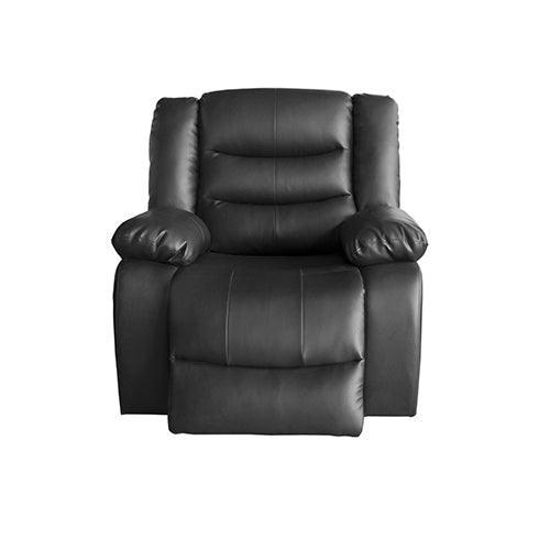 3+1+1 Seater Recliner Sofa In Faux Leather Lounge Couch in Black Deals499