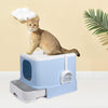 PaWz Cat Litter Box Fully Enclosed Kitty Toilet Trapping Odor Control Basin Blue Deals499