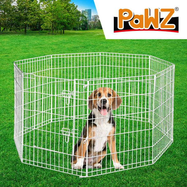 PaWz Pet Dog Playpen Puppy Exercise 8 Panel Enclosure Fence Silver With Door 30" Deals499